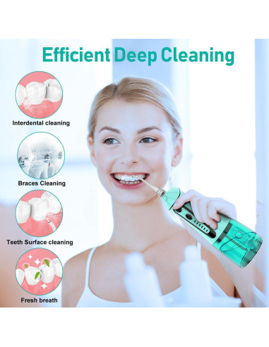 Irrigador Dental Inalámbrico Grinest FL-V28 Verde 7 Modos 320ml