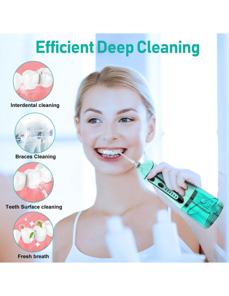 Irrigador Dental Inalámbrico Grinest FL-V28 Verde 7 Modos 320ml