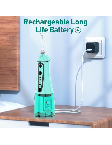 Irrigador Dental Inalámbrico Grinest FL-V28 Verde 7 Modos 320ml
