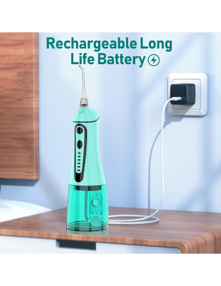 Irrigador Dental Inalámbrico Grinest FL-V28 Verde 7 Modos 320ml