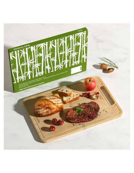 Tabla de cortar de bambú RhinoLife 30.6x20.7cm con ranura