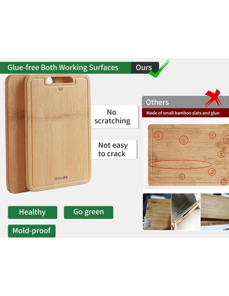 Tabla de cortar de bambú RhinoLife 30.6x20.7cm con ranura