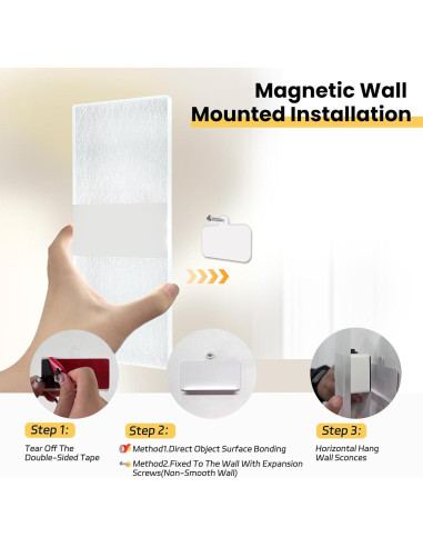 Aplique de Pared Inalámbrico FelRelWel, 2 Unidades, Luz Táctil