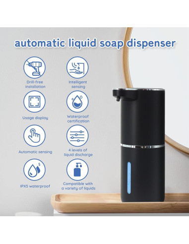 Dispensador Automático de Jabón Espumoso ARCASA 400ml Negro