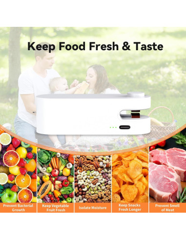 Mini Sello de Bolsas Tesha Recargable USB 1200mAh Blanco