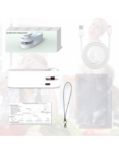 Mini Sello de Bolsas Tesha Recargable USB 1200mAh Blanco