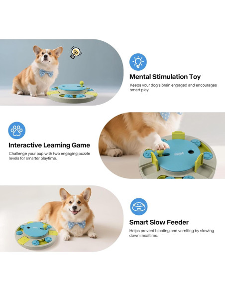 Dispensador de Comida para Perros Pawise 3 Niveles Azul