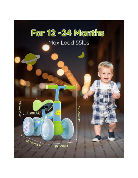 Bicicleta de Equilibrio Lilian&Gema Verde-Azul 1-2 Años