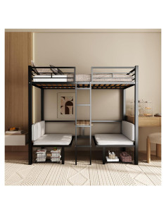 Cama Loft DNYN Twin con Escritorio y Cajones Negro