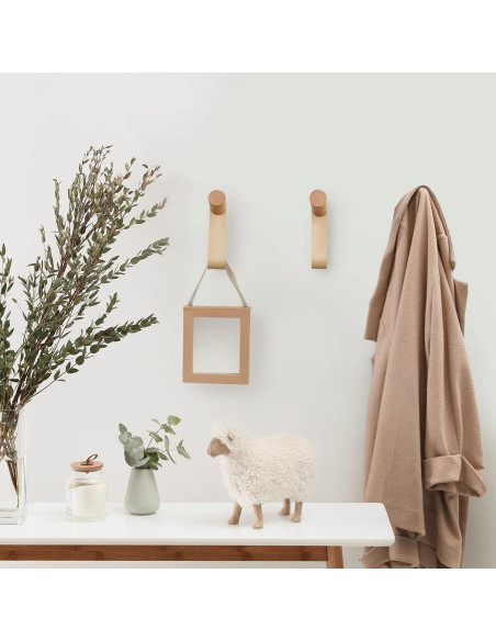 Ganchos de Pared de Cuero PU WONQEXZ - Juego de 3, 8 cm