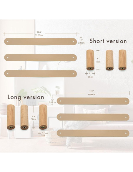 Ganchos de Pared de Cuero PU WONQEXZ - Juego de 3, 8 cm