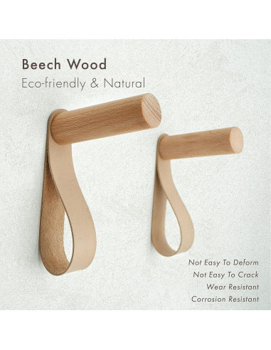 Ganchos de Pared de Cuero PU WONQEXZ - Juego de 3, 8 cm