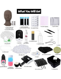 Kit de Extensión de Pestañas Profesional DNSGOOR con Maniquí 2