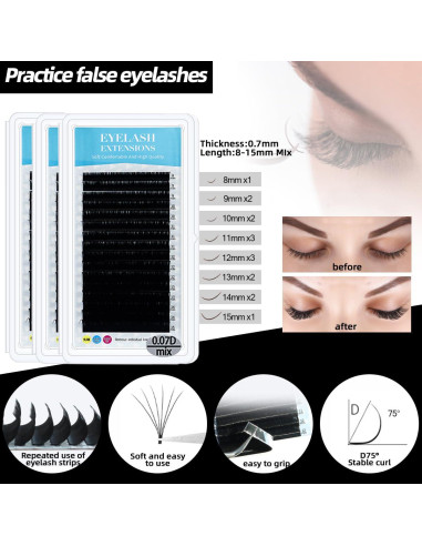 Kit de Extensión de Pestañas Profesional DNSGOOR con Maniquí