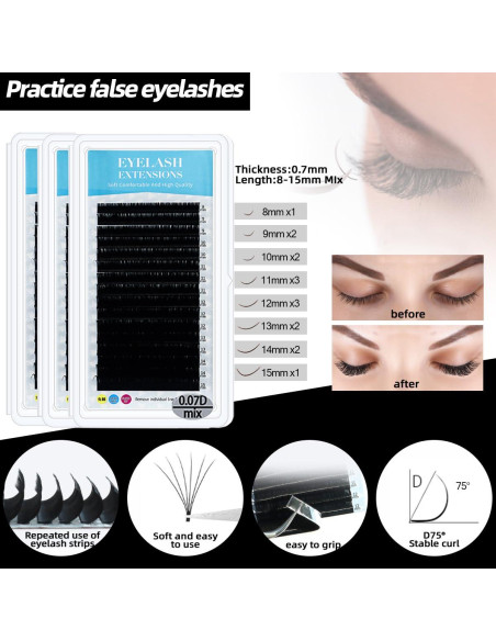 Kit de Extensión de Pestañas Profesional DNSGOOR con Maniquí