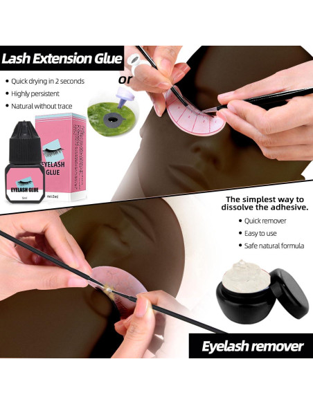 Kit de Extensión de Pestañas Profesional DNSGOOR con Maniquí