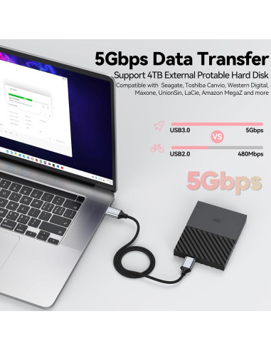 Cable Micro B USB 3.0 CLAVOOP 0.46m 5 Gbps Alta Velocidad