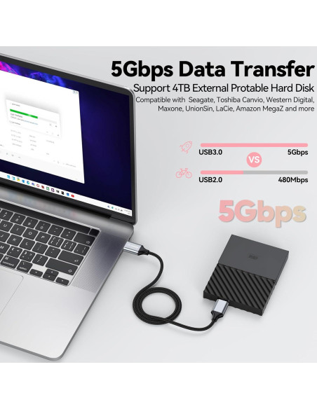 Cable Micro B USB 3.0 CLAVOOP 0.46m 5 Gbps Alta Velocidad