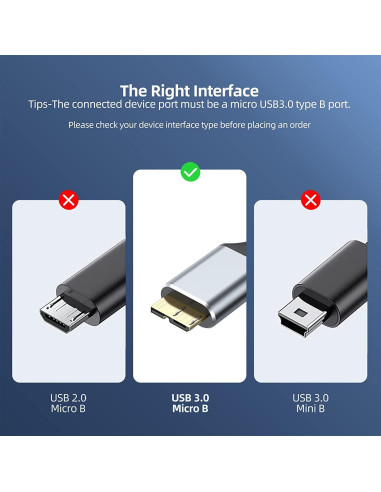 Cable Micro B USB 3.0 CLAVOOP 0.46m 5 Gbps Alta Velocidad