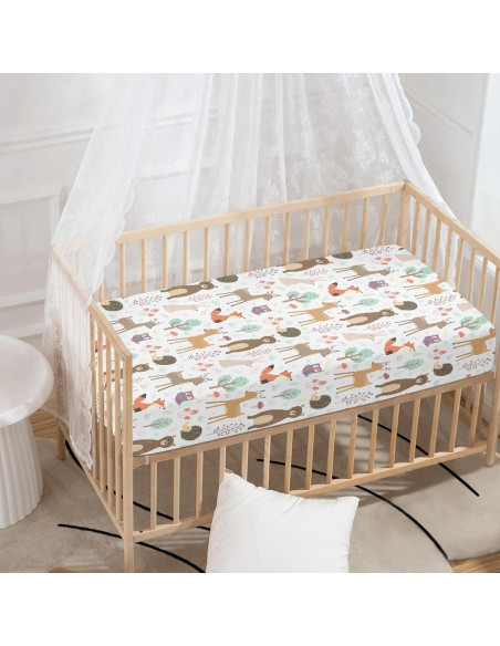 Sábana Ajustada para Cuna QINBEIDU Animales del Bosque 71x132cm