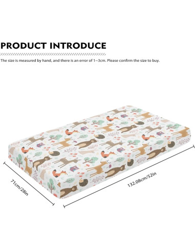Sábana Ajustada para Cuna QINBEIDU Animales del Bosque 71x132cm