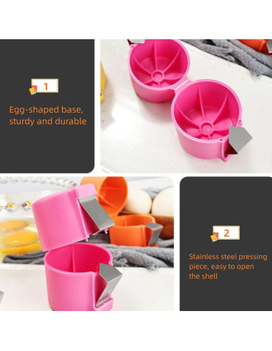 3 Piezas Abridor de Cáscara de Huevo CRIVERY - Manual, Portátil