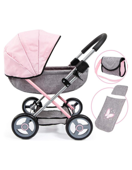 Carrito de Muñeca 4 en 1 Bayer Rosa y Gris - Hasta 45.72 cm