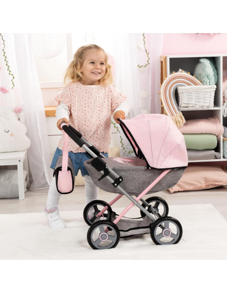 Carrito de Muñeca 4 en 1 Bayer Rosa y Gris - Hasta 45.72 cm