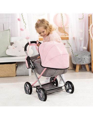 Carrito de Muñeca 4 en 1 Bayer Rosa y Gris - Hasta 45.72 cm