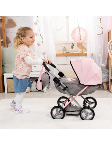 Carrito de Muñeca 4 en 1 Bayer Rosa y Gris - Hasta 45.72 cm