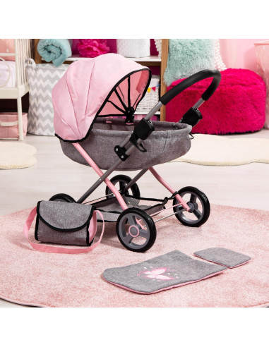 Carrito de Muñeca 4 en 1 Bayer Rosa y Gris - Hasta 45.72 cm