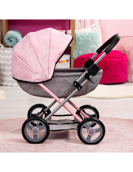 Carrito de Muñeca 4 en 1 Bayer Rosa y Gris - Hasta 45.72 cm
