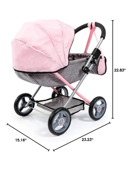 Carrito de Muñeca 4 en 1 Bayer Rosa y Gris - Hasta 45.72 cm