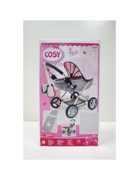 Carrito de Muñeca 4 en 1 Bayer Rosa y Gris - Hasta 45.72 cm