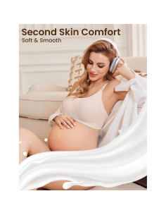 Sostén de Lactancia Ekouaer Sin Costuras Crema Acanalado 2