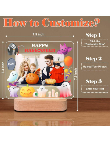 Luz Nocturna Personalizada Halloween TUANUS - Marco Acrílico 25.4x20.3cm