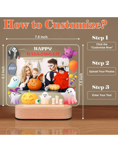 Luz Nocturna Personalizada Halloween TUANUS - Marco Acrílico 25.4x20.3cm