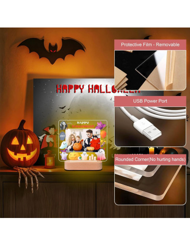 Luz Nocturna Personalizada Halloween TUANUS - Marco Acrílico 25.4x20.3cm