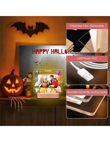 Luz Nocturna Personalizada Halloween TUANUS - Marco Acrílico 25.4x20.3cm