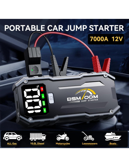 Arrancador de Coche BSMOOM B16 7000A 26800mAh Pantalla LED