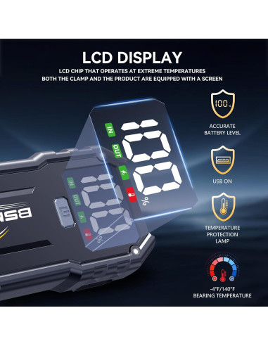 Arrancador de Coche BSMOOM B16 7000A 26800mAh Pantalla LED