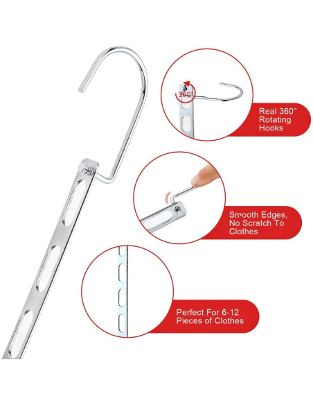 Perchas Ahorradoras de Espacio Genérico 3 Paquetes Metal 25.9cm