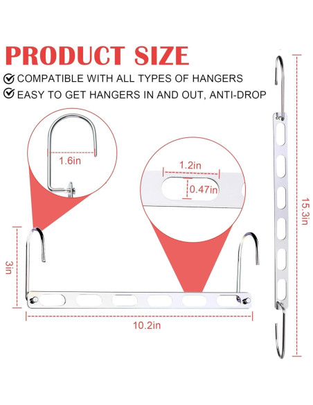 Perchas Ahorradoras de Espacio Genérico 3 Paquetes Metal 25.9cm