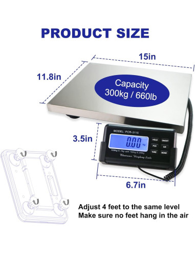 Balanza Postal Digital Charmline 299.37kg Acero Inoxidable 38.1x30.5cm