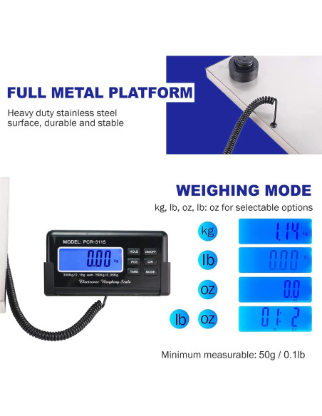 Balanza Postal Digital Charmline 299.37kg Acero Inoxidable 38.1x30.5cm