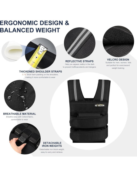 Chaleco con peso ajustable Henkelion 10.9kg Negro
