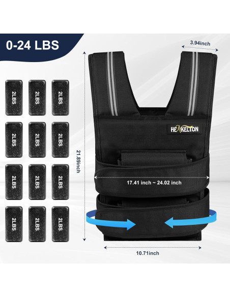 Chaleco con peso ajustable Henkelion 10.9kg Negro