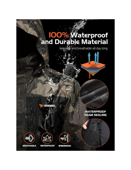 Traje de Lluvia Impermeable Rodeel para Hombres X-Grande Camuflaje