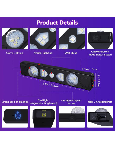 Luces LED Inalámbricas LECART para Coche Interior 2 Pcs