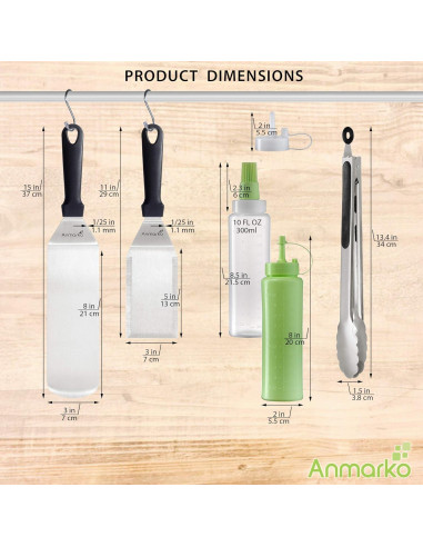 Juego de Espátulas de Acero Inoxidable Anmarko - 4 Piezas